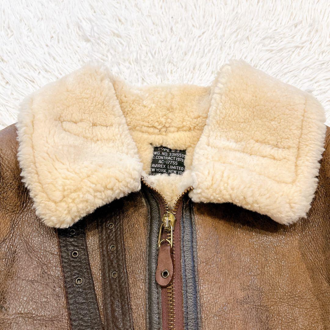 美品 USA製 AVIREX B-3 ムートン　フライトジャケット 短丈 38