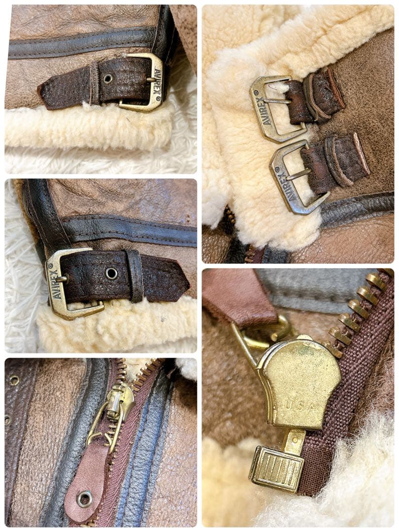 美品 USA製 AVIREX B-3 ムートン　フライトジャケット 短丈 38