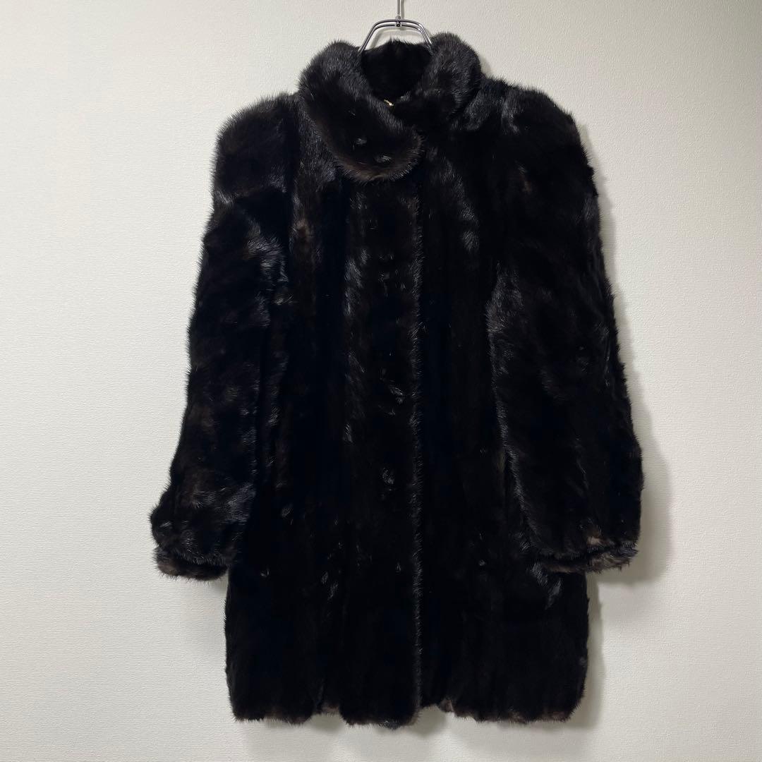 サガミンク リアルファーコート ジャケット アウター ダークブラウン 毛皮