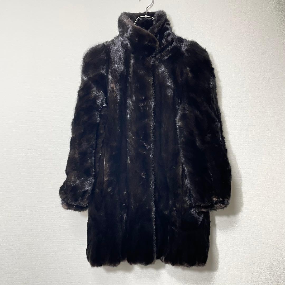 サガミンク リアルファーコート ジャケット アウター ダークブラウン 毛皮