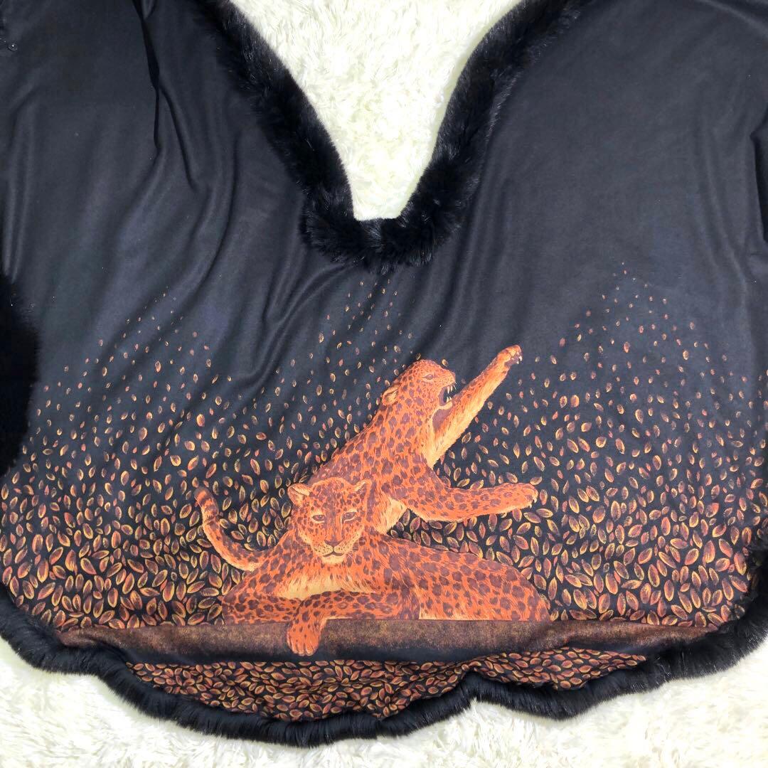 カシミヤ100 レオパード ポンチョ ケープコートY2K スタイル kanebo