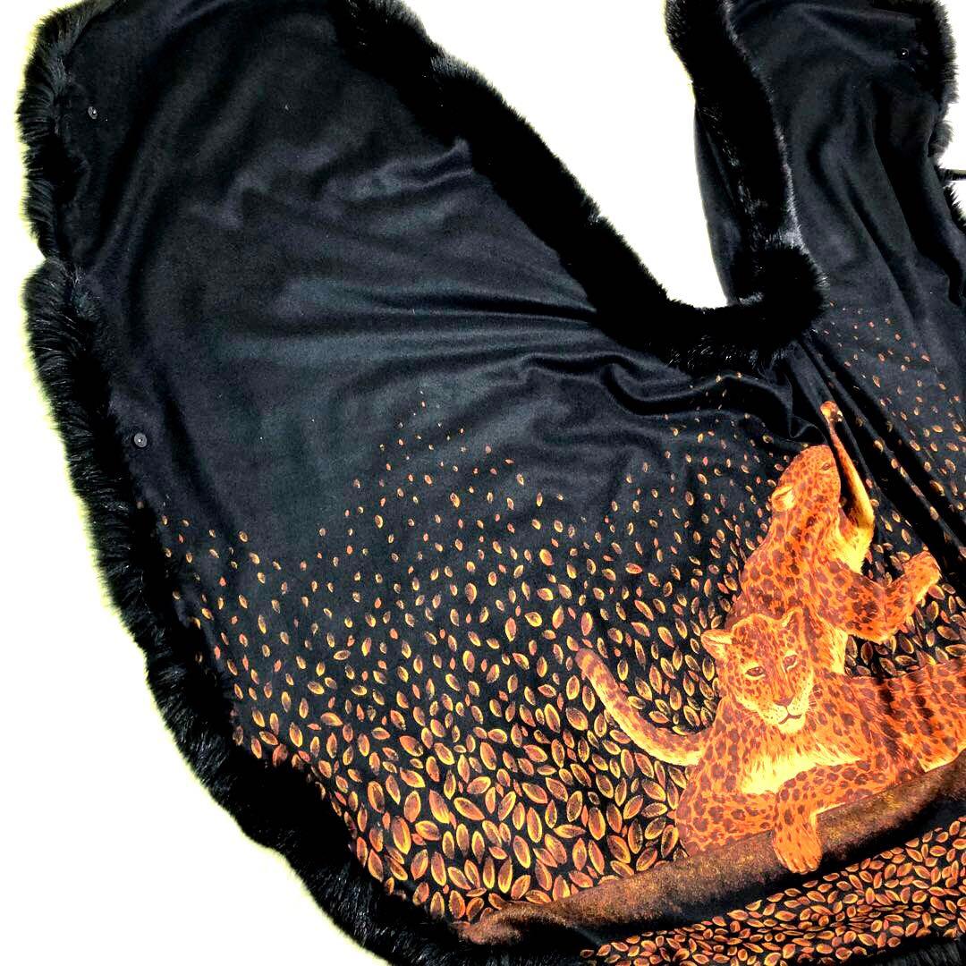 カシミヤ100 レオパード ポンチョ ケープコートY2K スタイル kanebo