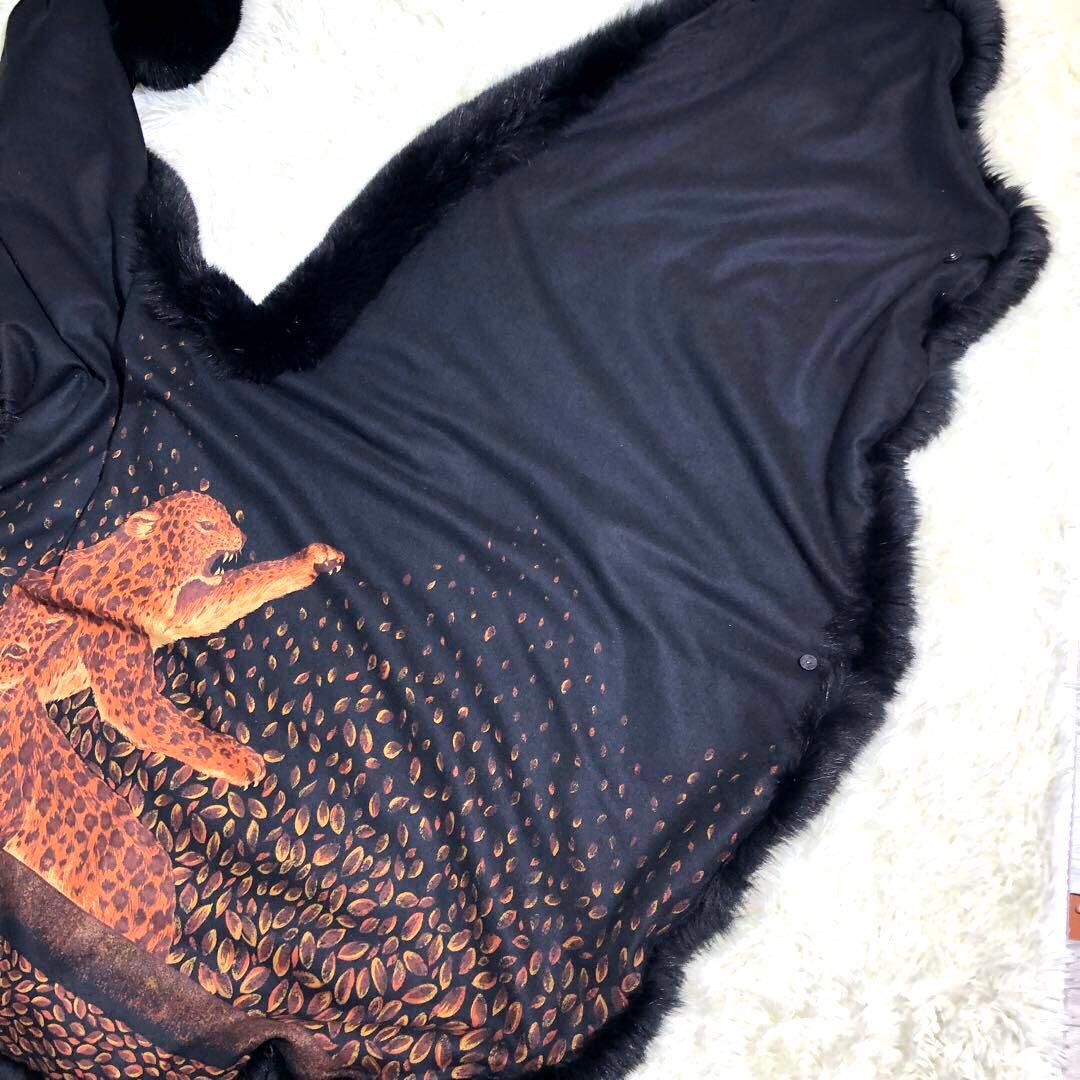 カシミヤ100 レオパード ポンチョ ケープコートY2K スタイル kanebo