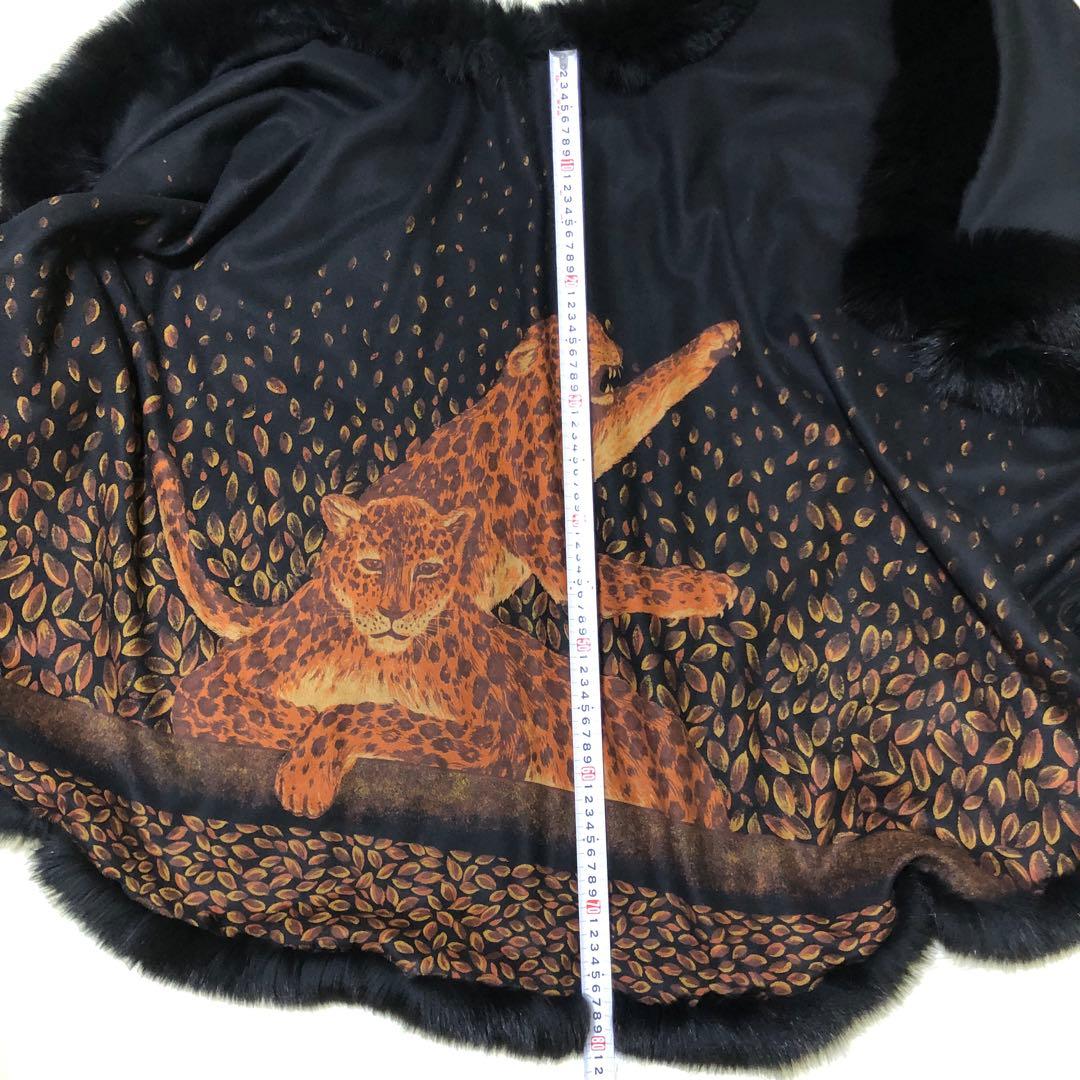 カシミヤ100 レオパード ポンチョ ケープコートY2K スタイル kanebo