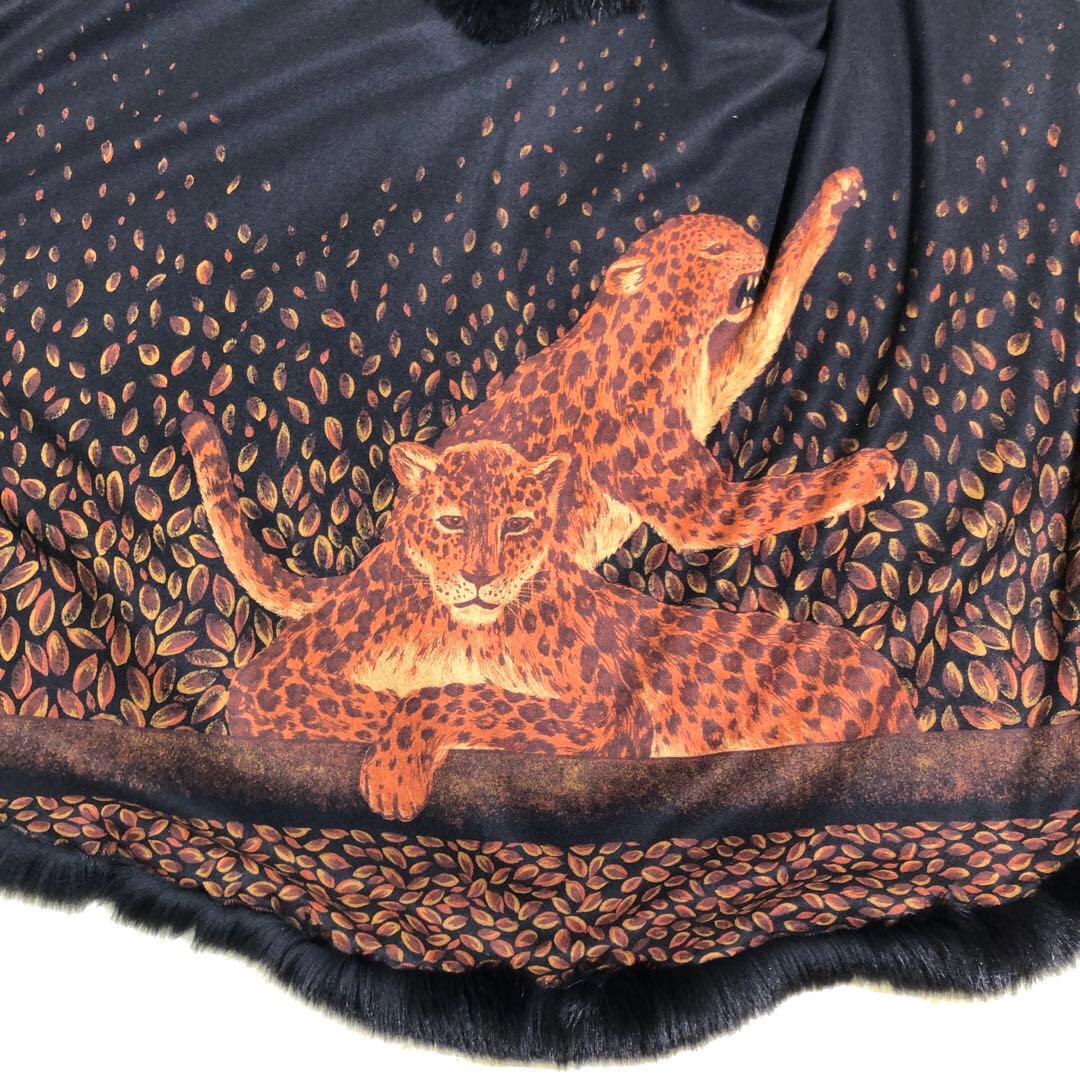 カシミヤ100 レオパード ポンチョ ケープコートY2K スタイル kanebo