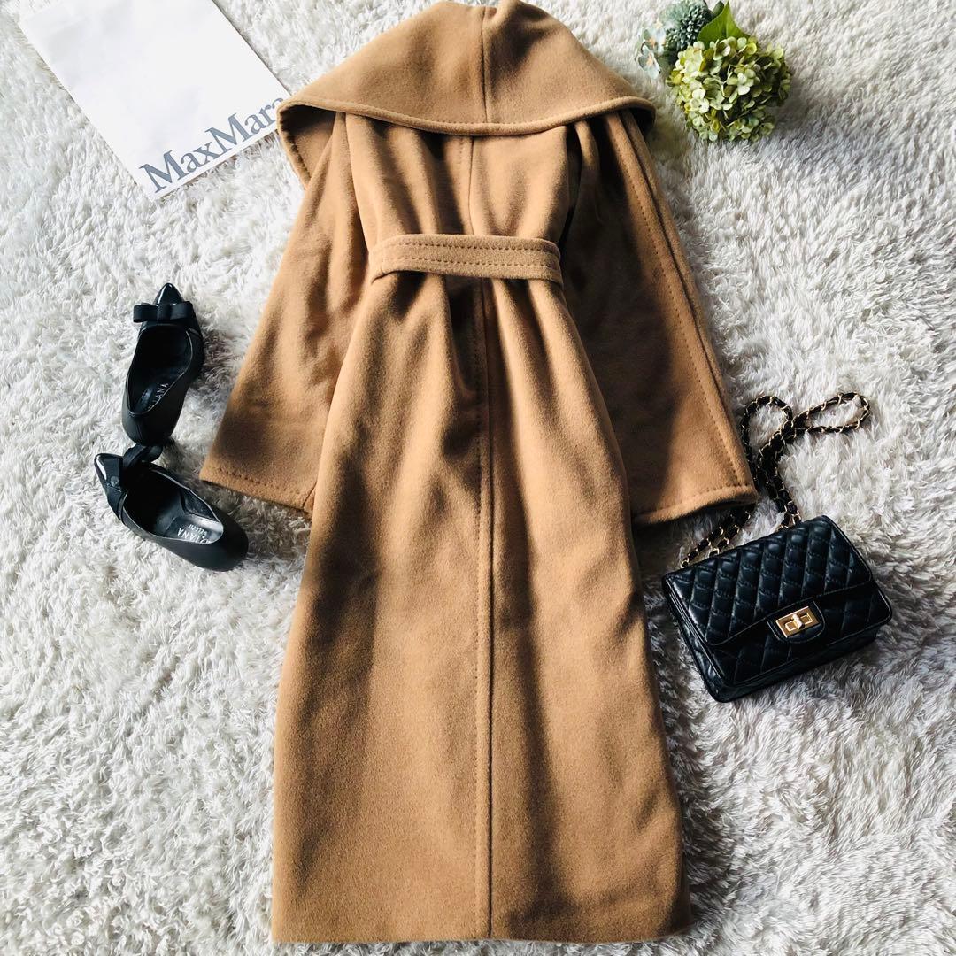 現行モデル✨極美品 マックスマーラ ベルテッドコート キャメル100% 34