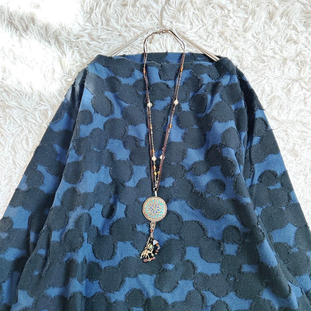 美品⁂センソユニコ⁂メフウ⁂長袖プルオーバー　サークルジャガード　総柄　変形ヘム