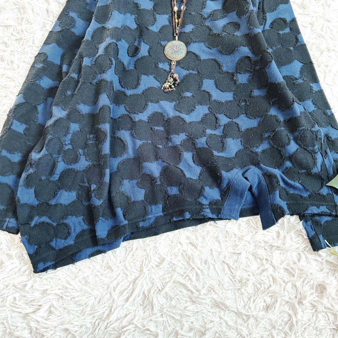 美品⁂センソユニコ⁂メフウ⁂長袖プルオーバー　サークルジャガード　総柄　変形ヘム