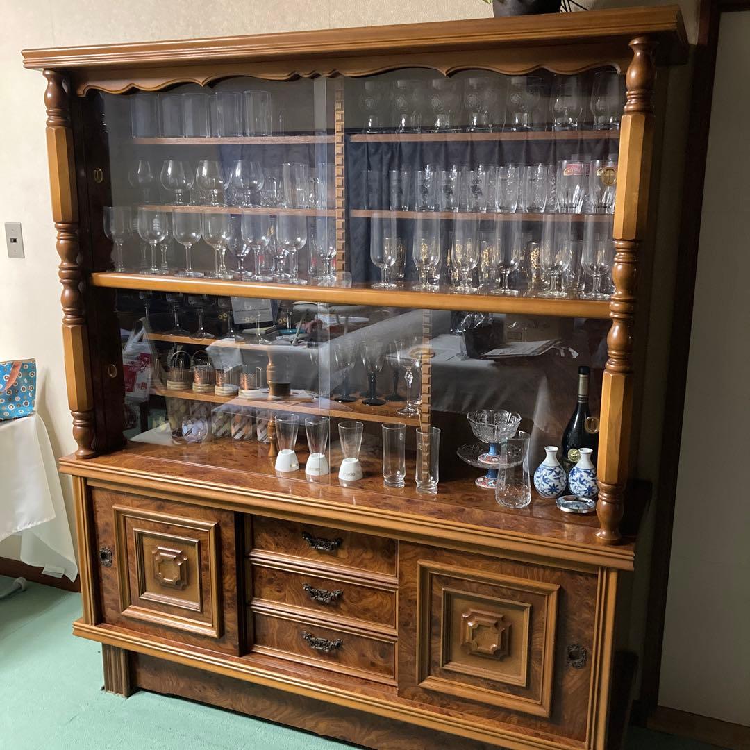 サイドボードキャビネット 約幅152cm×高さ175cm×奥行き45cm レトロ