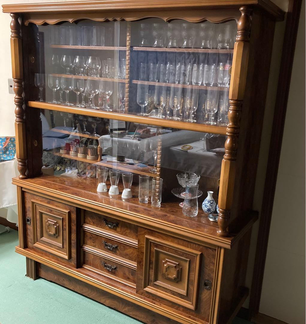 サイドボードキャビネット 約幅152cm×高さ175cm×奥行き45cm レトロ