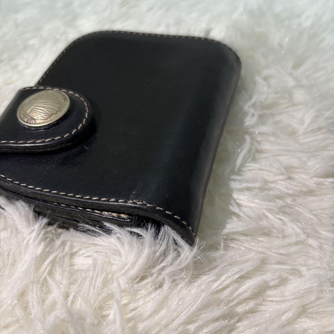 極美品　レッドムーン　2つ折り財布　ブラック　折りたたみ　金具　ウォレット　黒