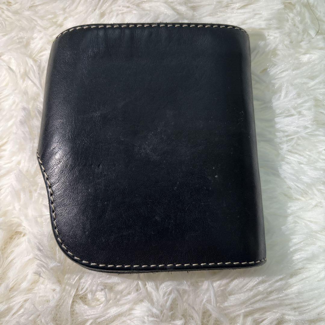 極美品　レッドムーン　2つ折り財布　ブラック　折りたたみ　金具　ウォレット　黒