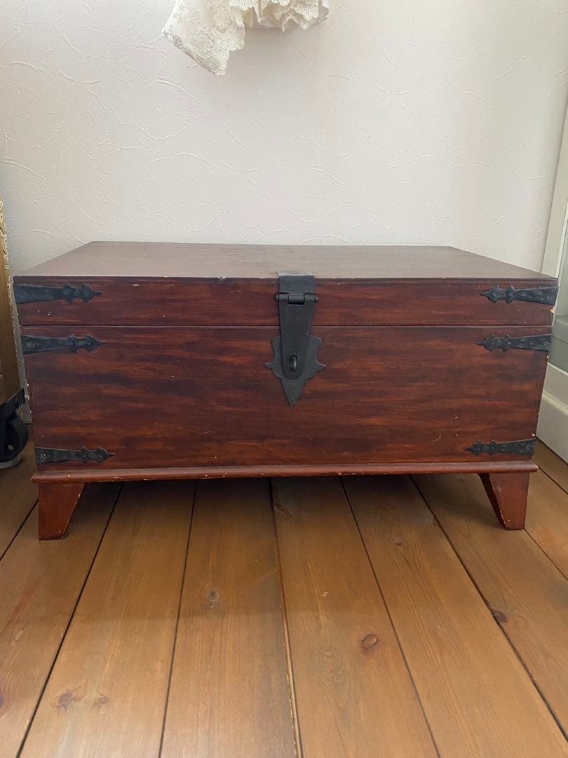 木製収納箱 ダークブラウン　30年前