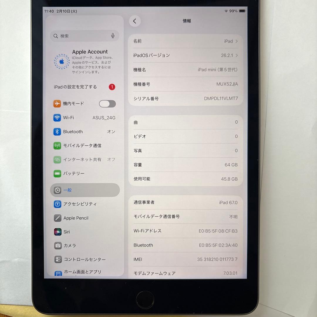 m*i様 iPad mini 5th Cellular 64GB スペースグレイ