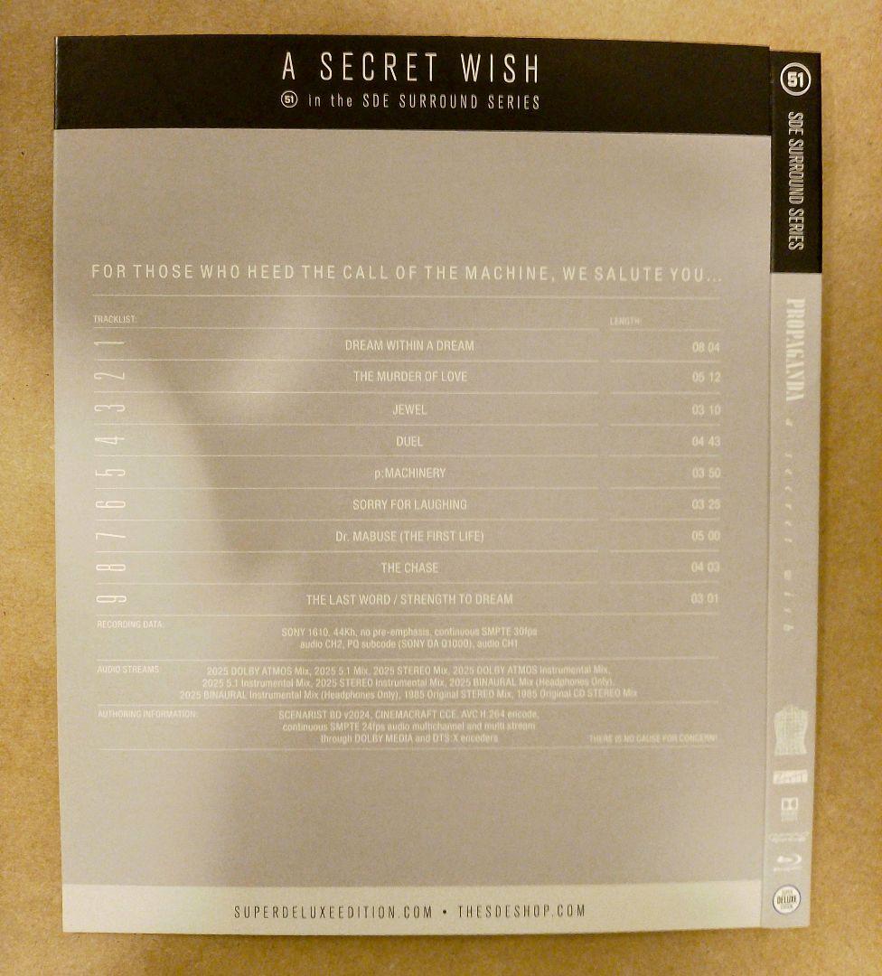 PROPAGANDA A SECRET WISH Blu-ray 5.1 未開封
