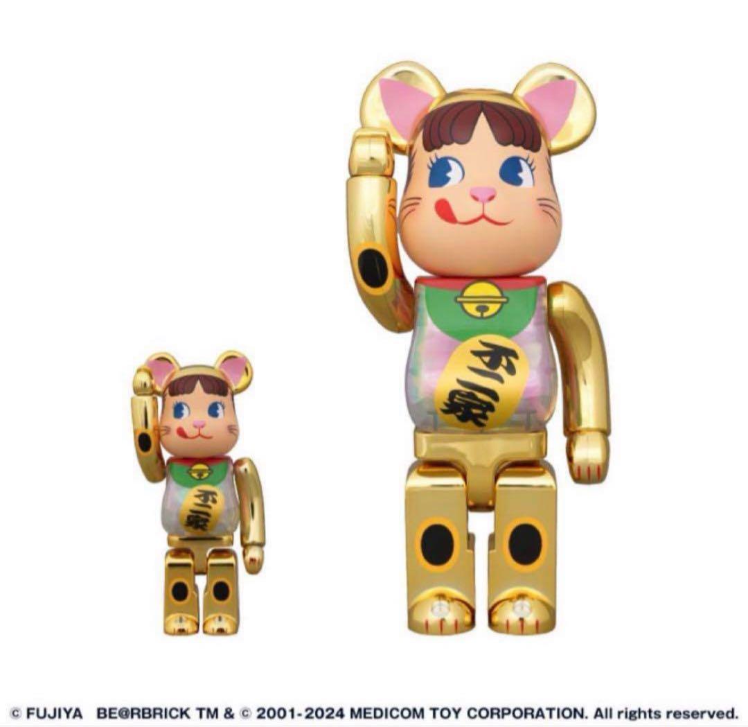 BE@RBRICK 招き猫 ペコちゃん 金メッキ 蓄光ミルキー入り
