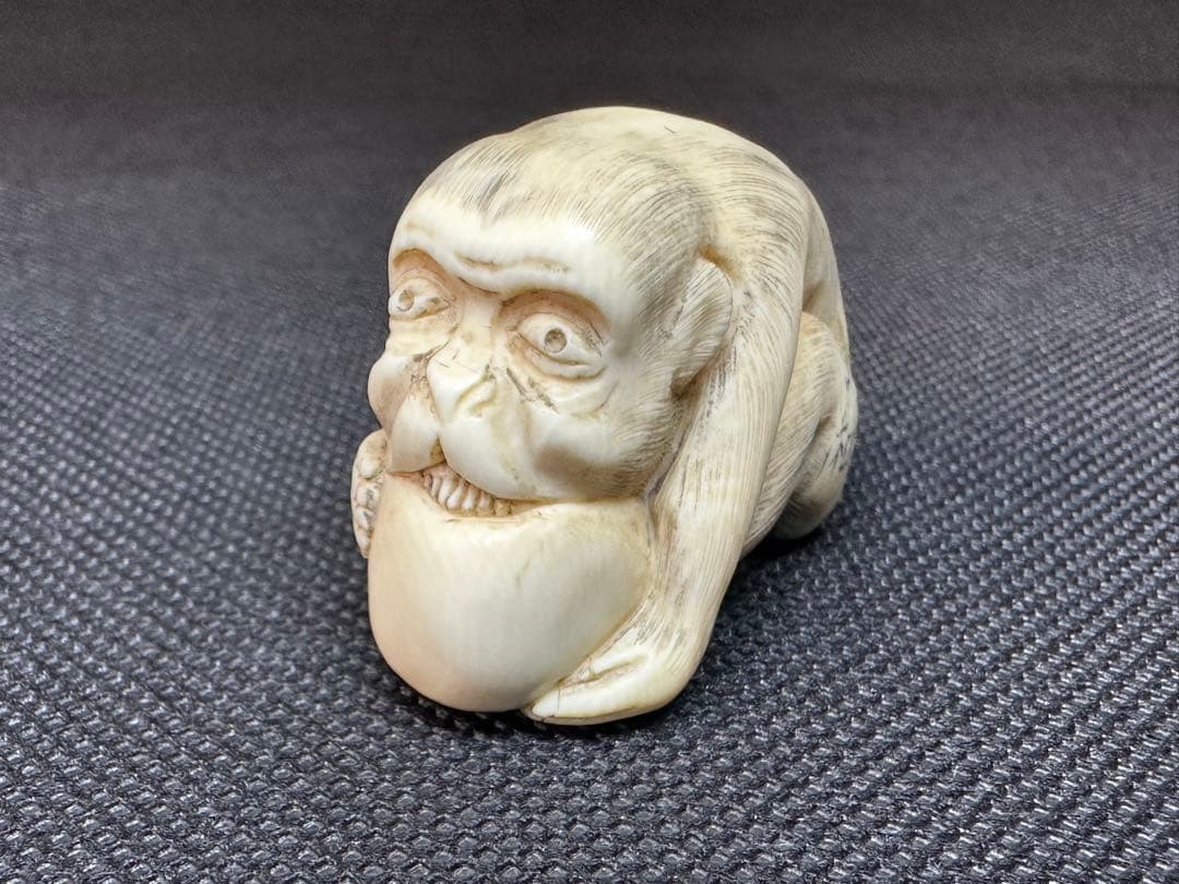 根付　アンティーク　歌舞伎　象牙調　彫刻 古美術品　 置物　細密細工　骨董