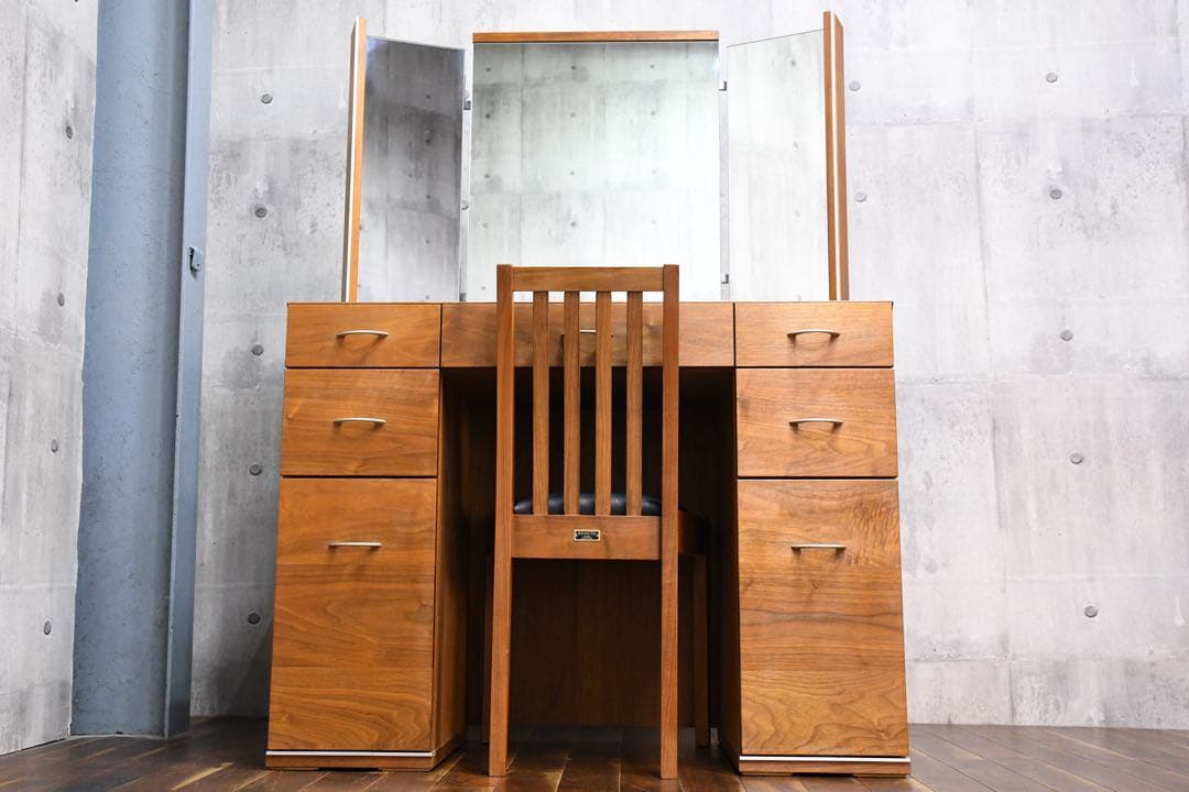 EJC13 シャルドネ ボーテ ウォールナット無垢材 ドレッサー チェア セット