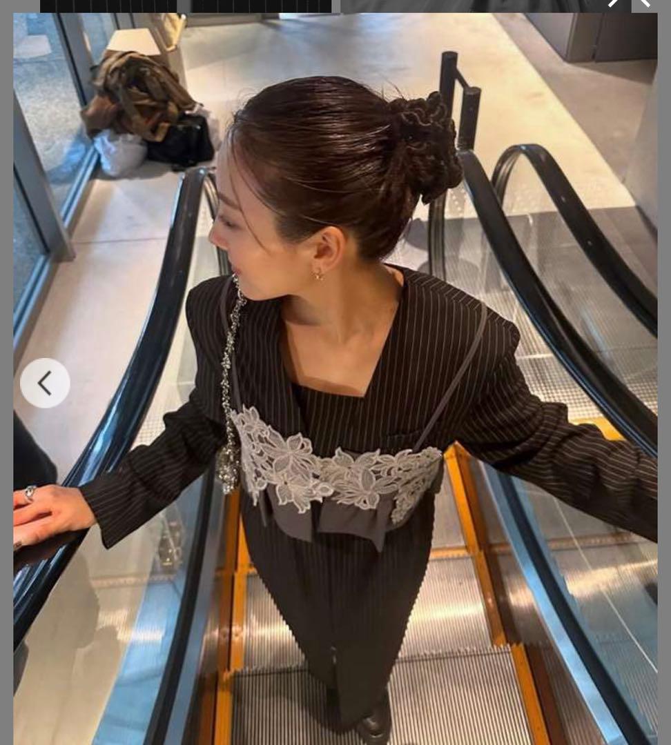 ワンピース ANDRESD pinstripe tailored bustier dress