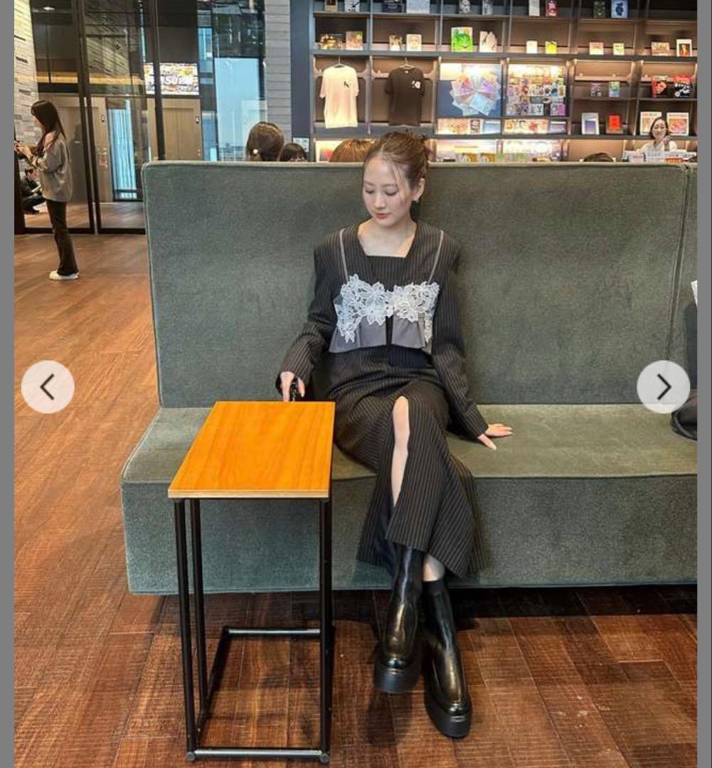 ワンピース ANDRESD pinstripe tailored bustier dress