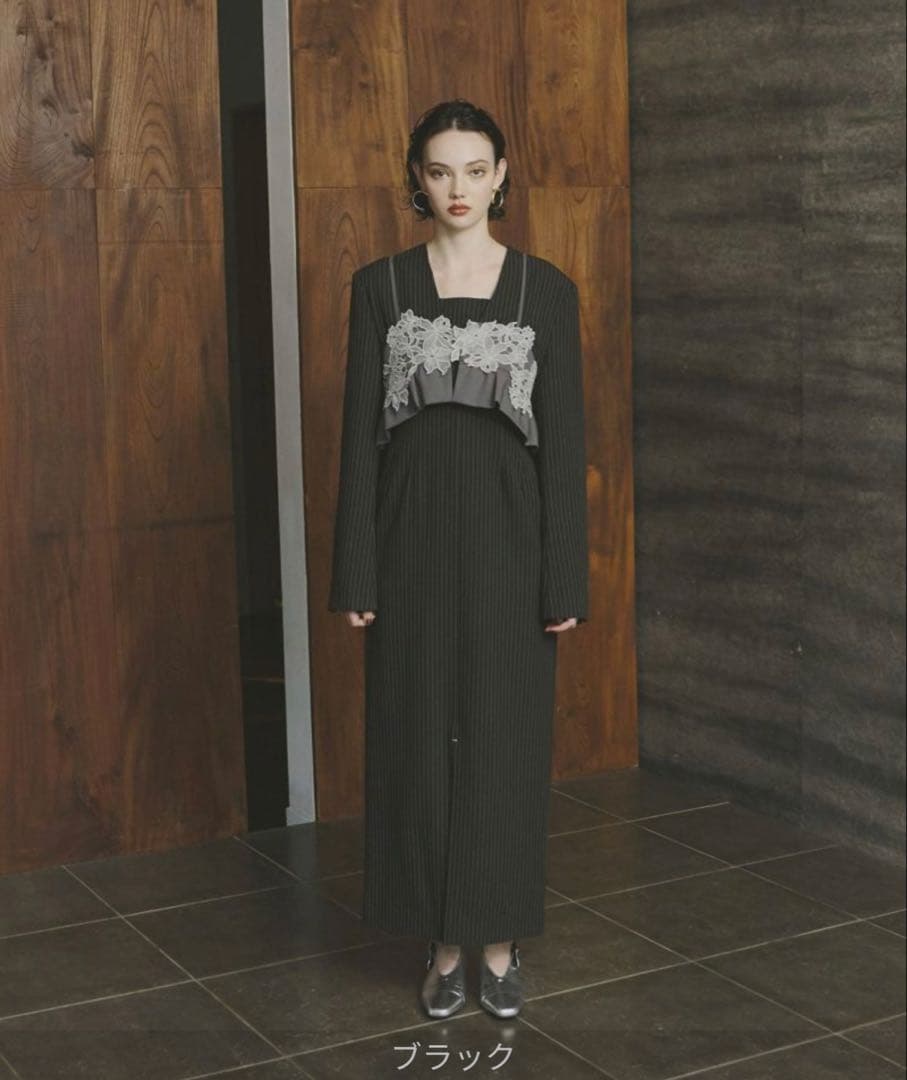 ワンピース ANDRESD pinstripe tailored bustier dress