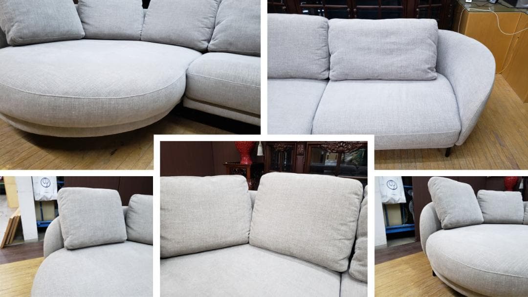 K6　IDC大塚家具　カウチソファセット「ニーデ」バーセルベージュ