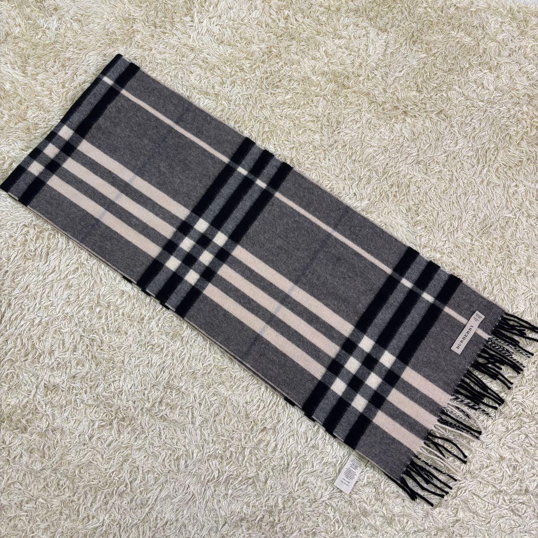 バーバリー　スコットランド製　カシミヤ100% ビックチェック　ロング　マフラー