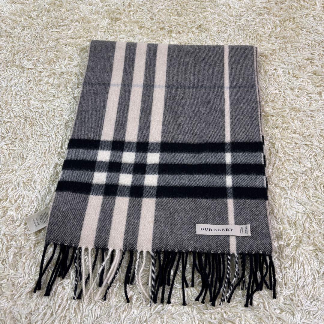 バーバリー　スコットランド製　カシミヤ100% ビックチェック　ロング　マフラー