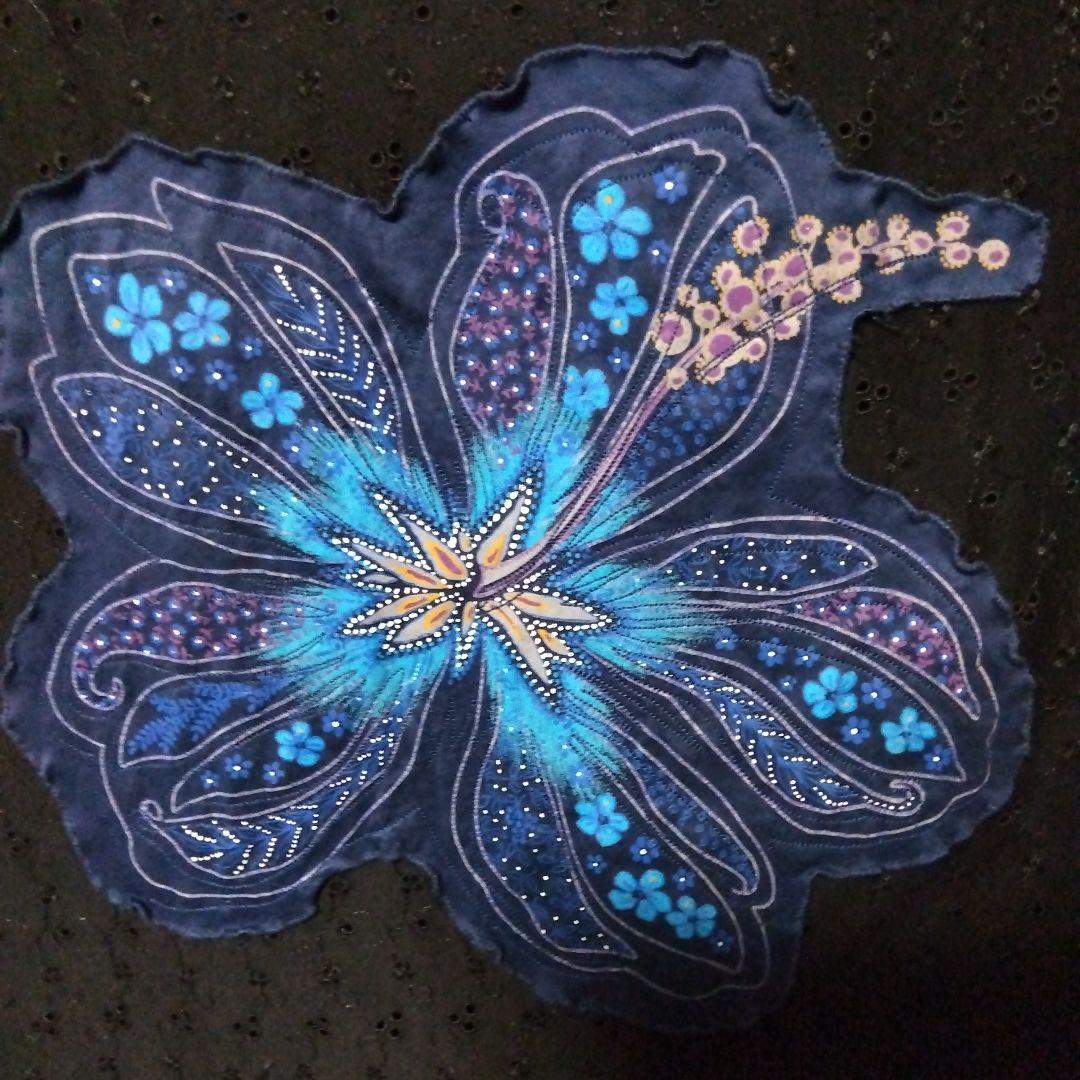 ♦お値下げ♦❣トクコプルミエヴォール❣黒地に 青の花柄ノースリーブチュニック