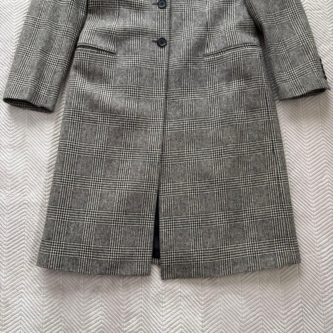 【美品】ラルフローレン　チェスターコートM　千鳥格子チェック　ウール　女優襟