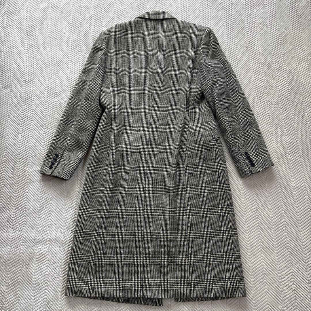 【美品】ラルフローレン　チェスターコートM　千鳥格子チェック　ウール　女優襟