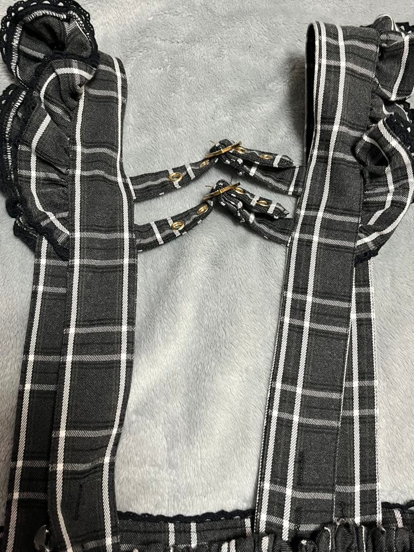 【LIZLISA】はしごリボンチェックティアードスカパン/グレー