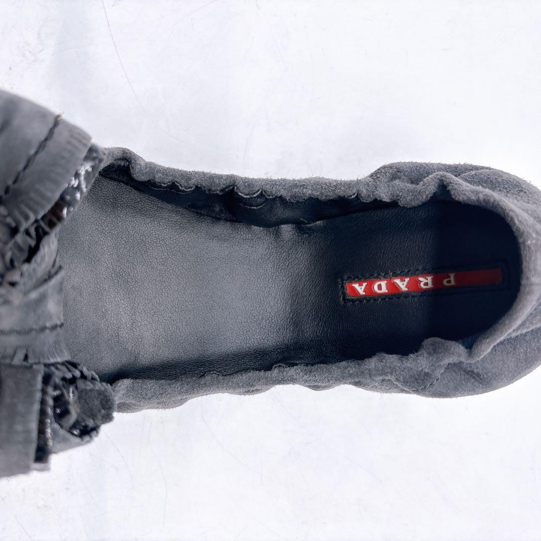 PRADA SPORT F5228 スエード リボン バレエ シューズ 36