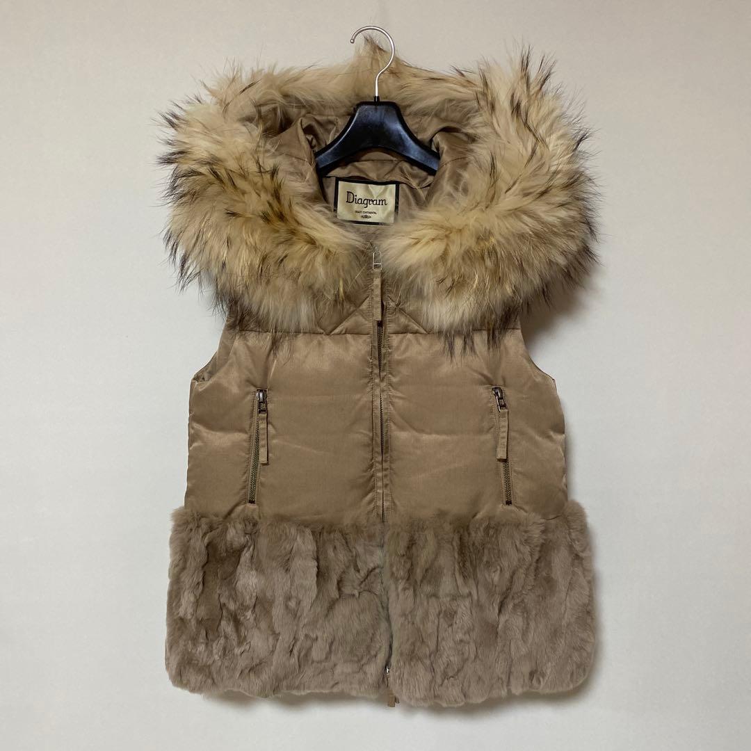 ダイアグラム ヘムファーダウンベスト 36 ふわふわ ファー ボア DMW