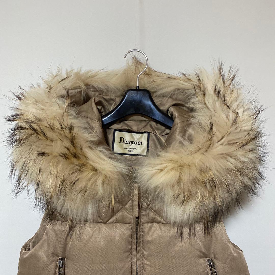 ダイアグラム ヘムファーダウンベスト 36 ふわふわ ファー ボア DMW