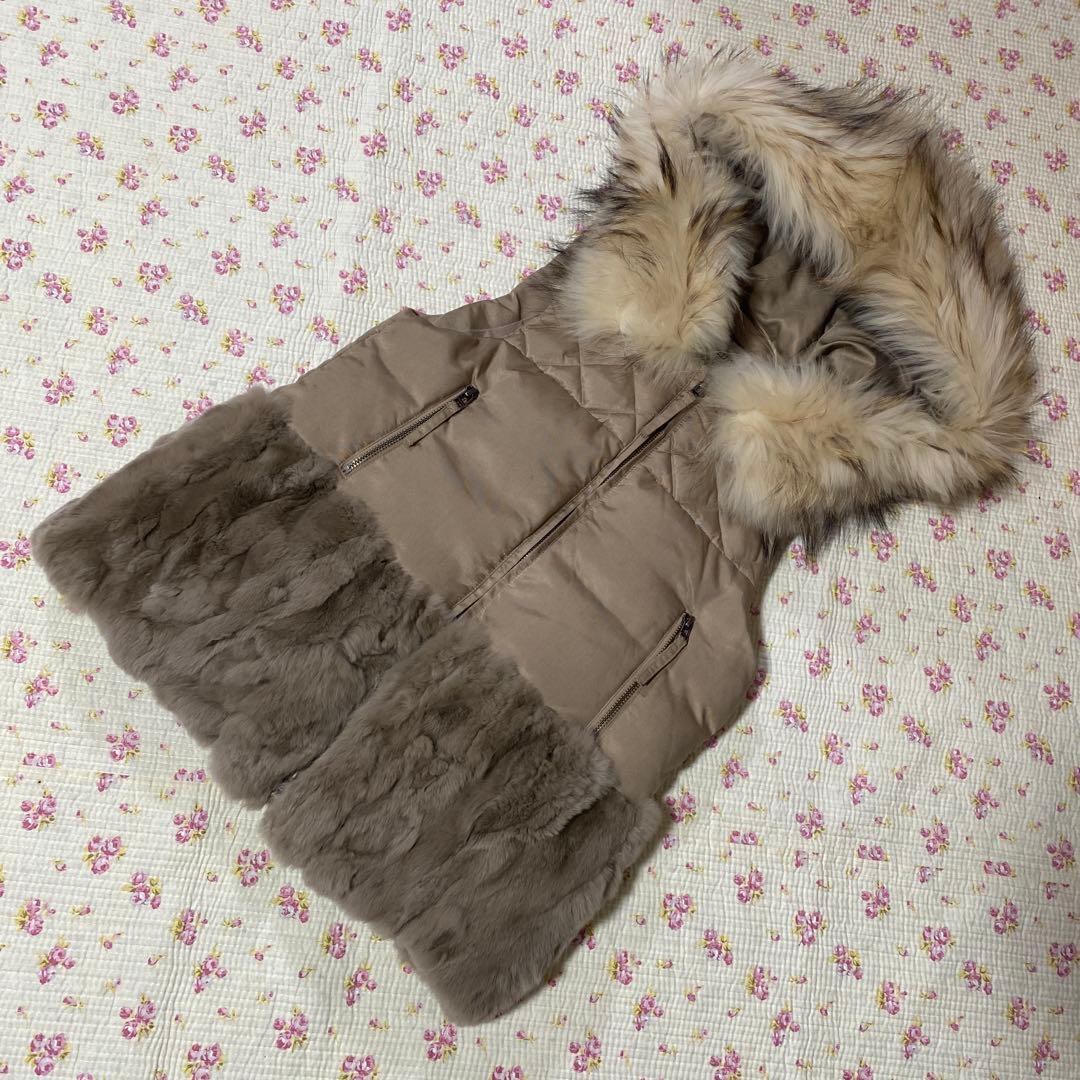 ダイアグラム ヘムファーダウンベスト 36 ふわふわ ファー ボア DMW