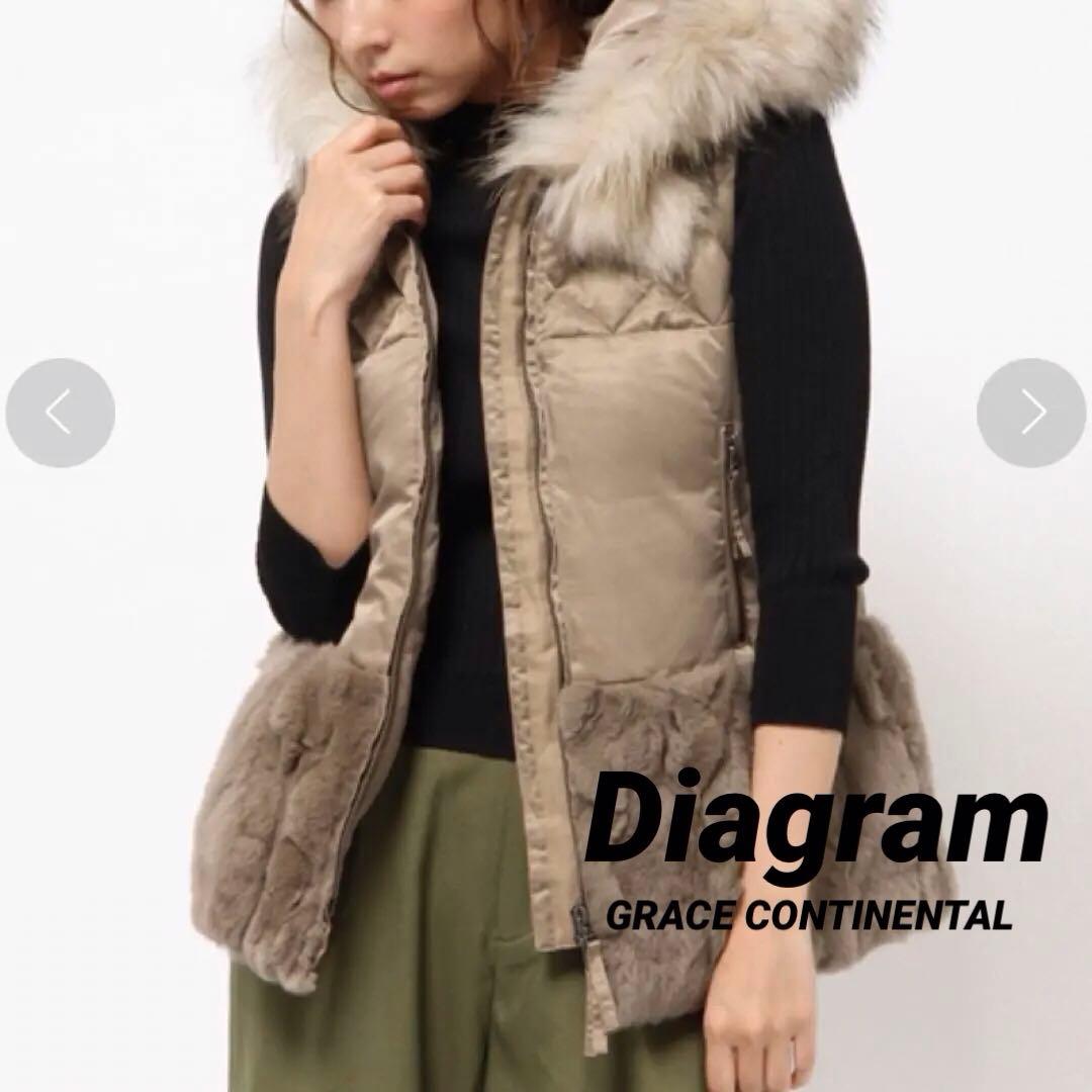 ダイアグラム ヘムファーダウンベスト 36 ふわふわ ファー ボア DMW