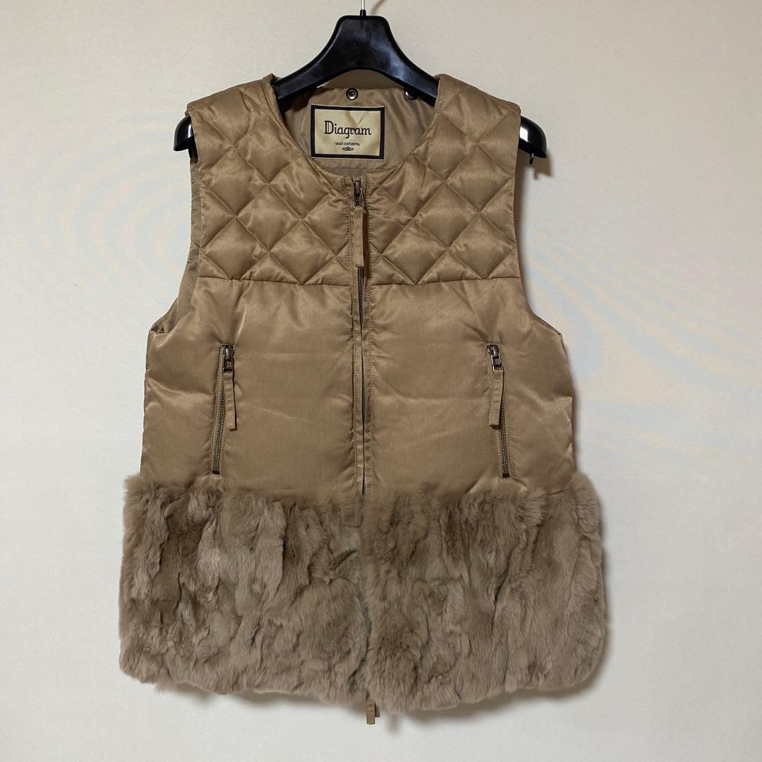 ダイアグラム ヘムファーダウンベスト 36 ふわふわ ファー ボア DMW