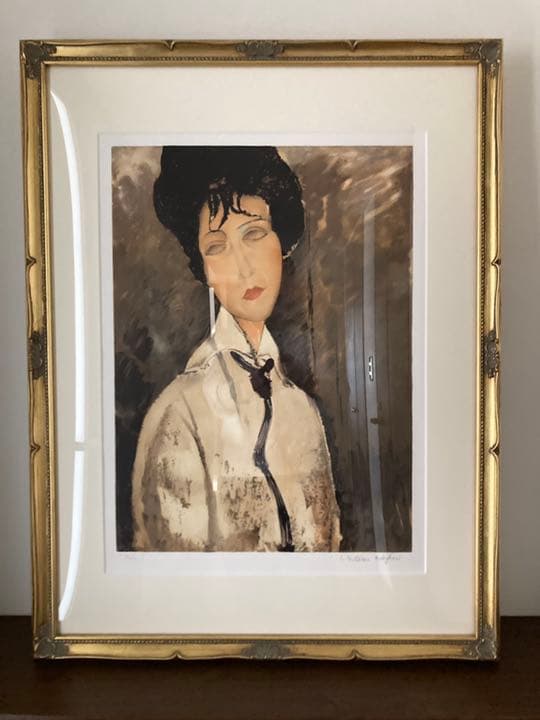 モジリアーニ　黒いネクタイの女　リトグラフ