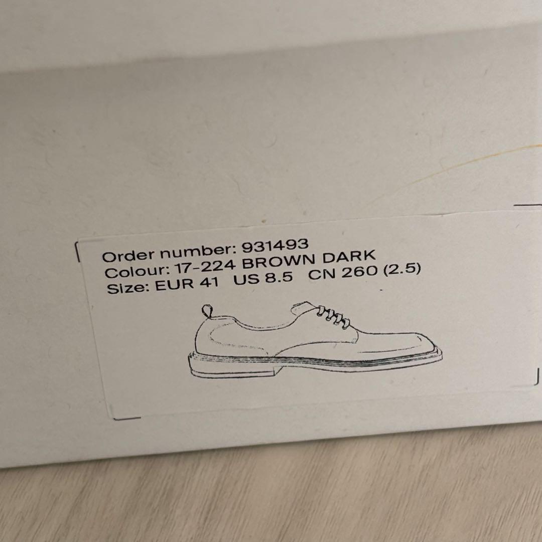 COS スクエアトゥ ダービーシューズ ダークブラウン 41