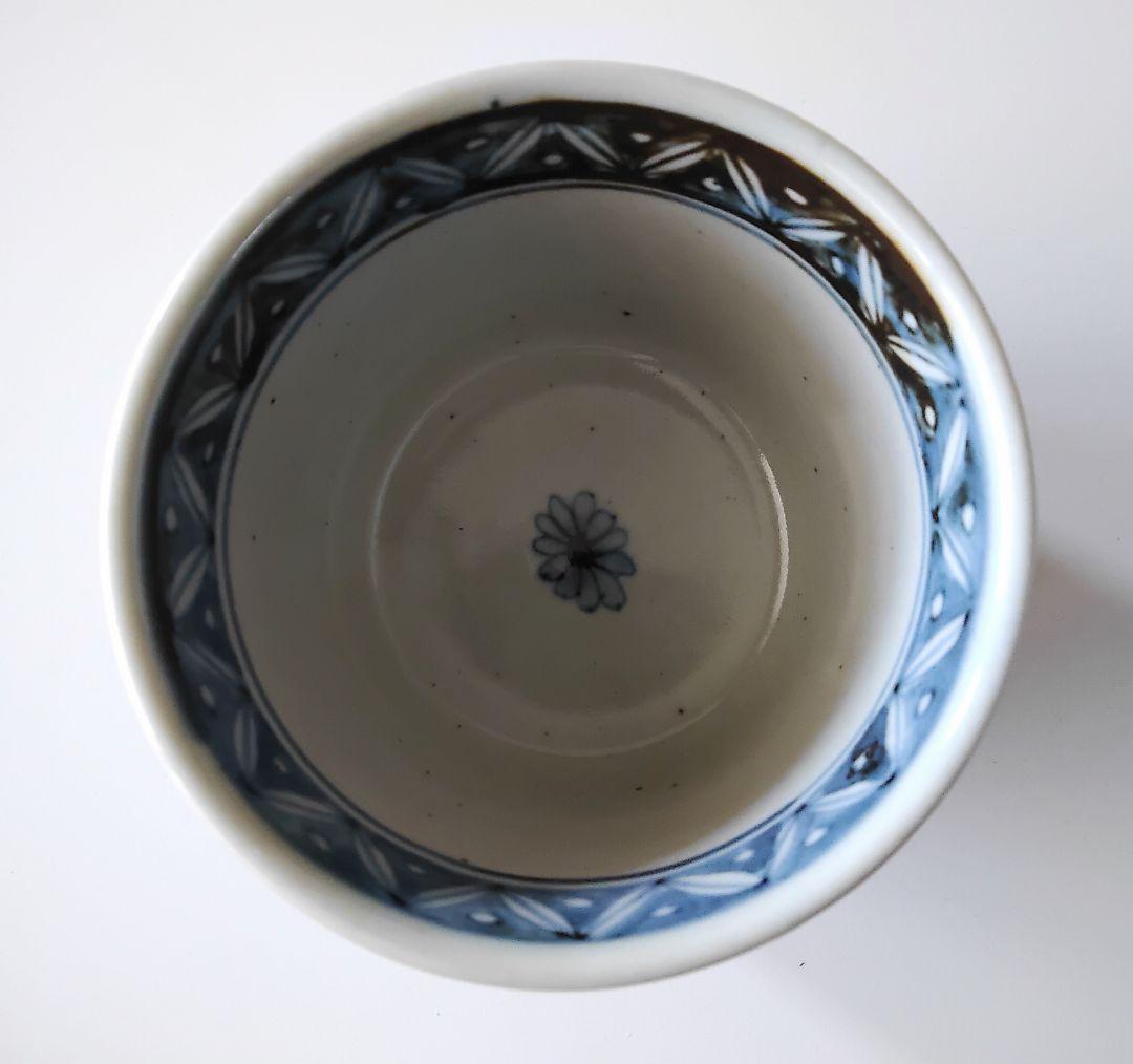 アヤメ花紋　そば猪口　手描　手造　六代佐藤走波　有田焼　未使用