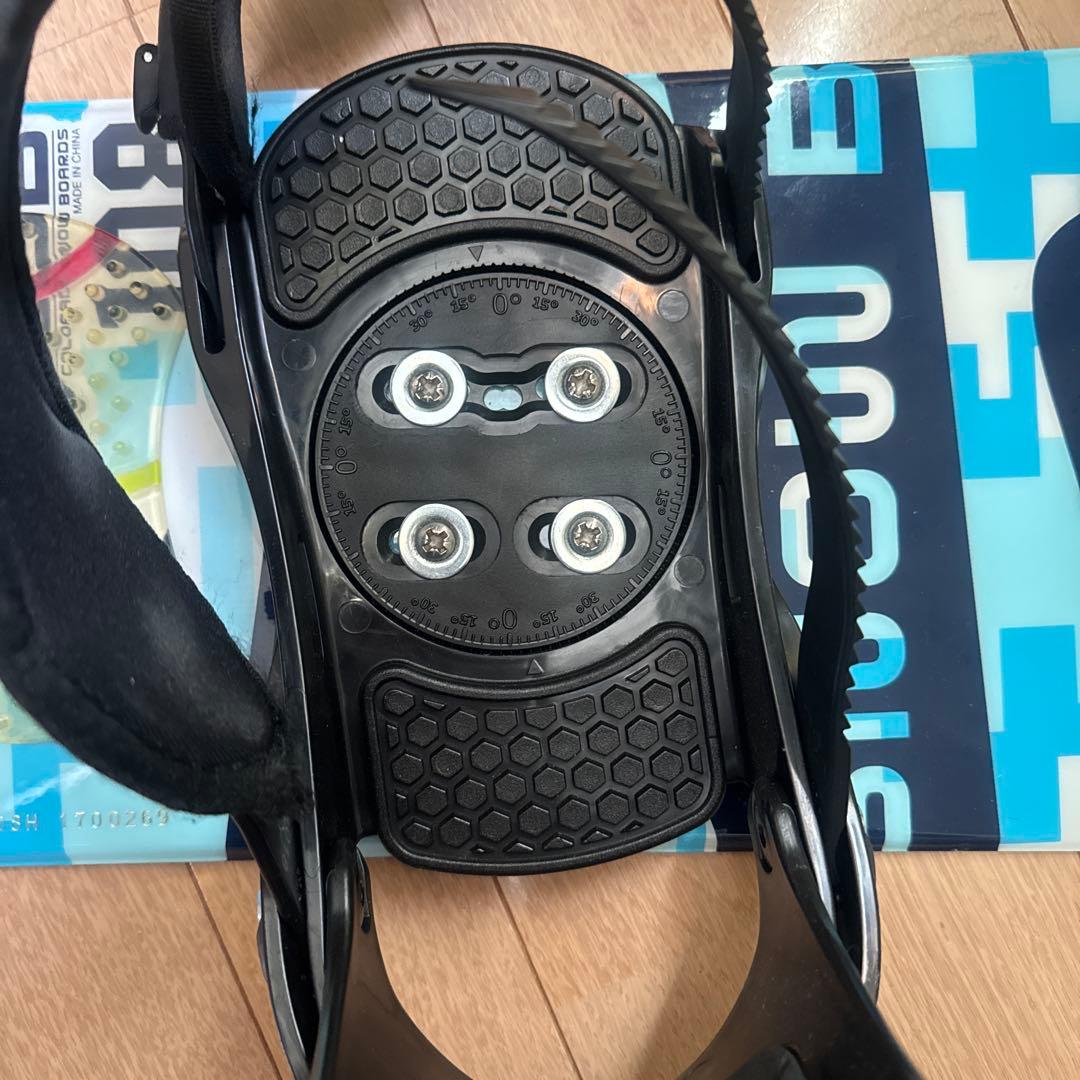 ジャンク品　スノーボード 青/黒 グラフィックデザイン　108センチ3点セット