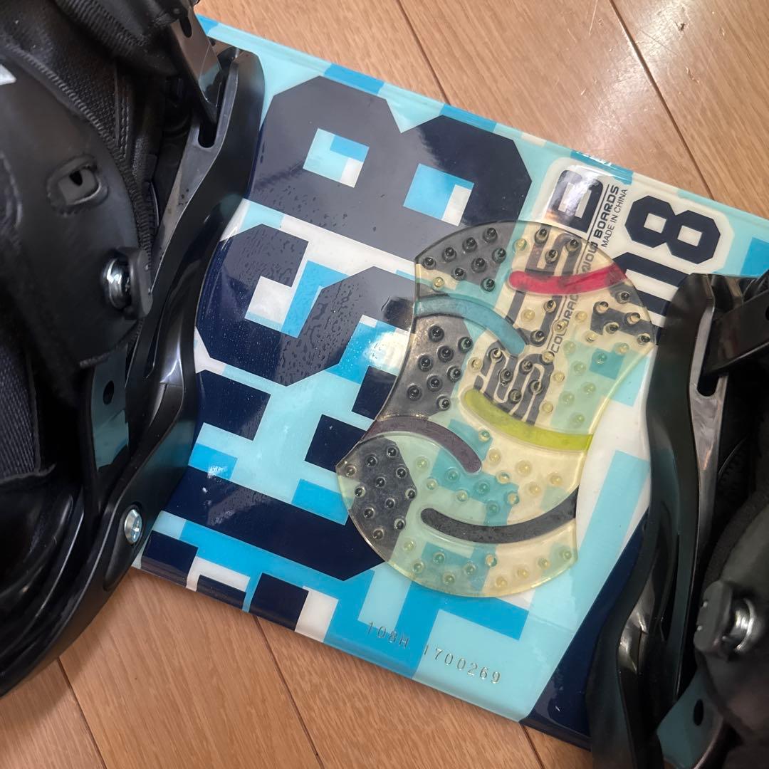 ジャンク品　スノーボード 青/黒 グラフィックデザイン　108センチ3点セット