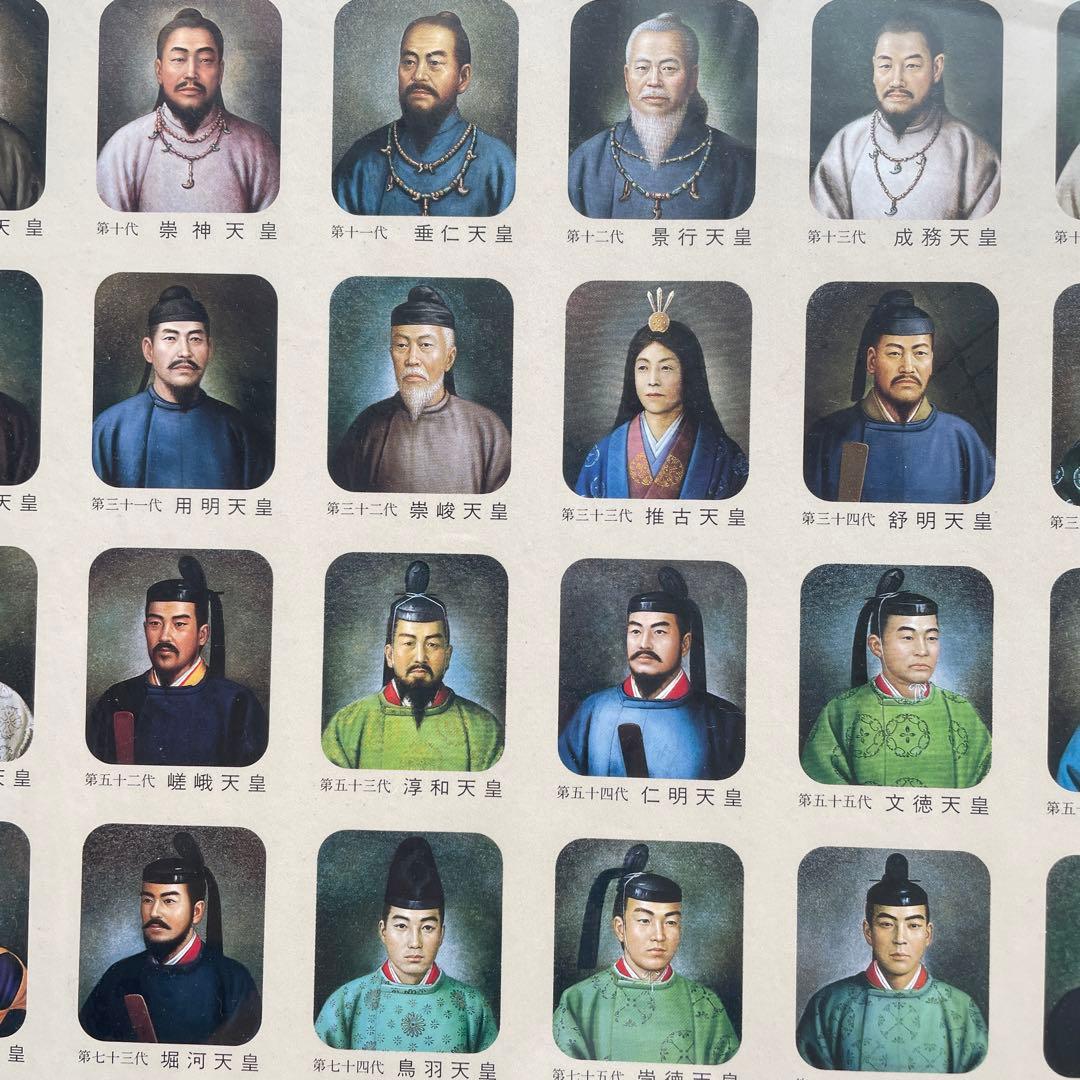 希少レア　日本国歴代天皇御影　額装　馬堀法眼喜孝　吉武勝俊　歴史　皇位継承