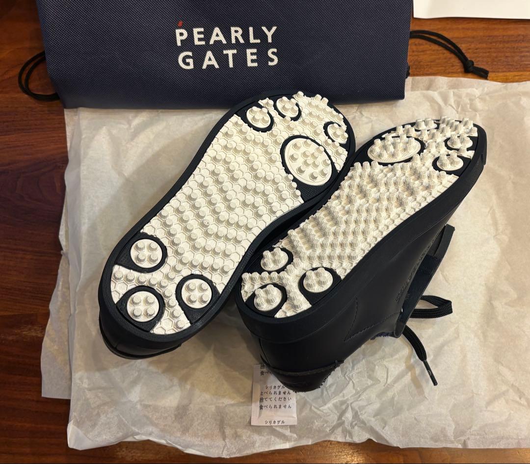 【新品】パーリーゲイツ キルトタンローカット 23.5 紺 ゴルフシューズ