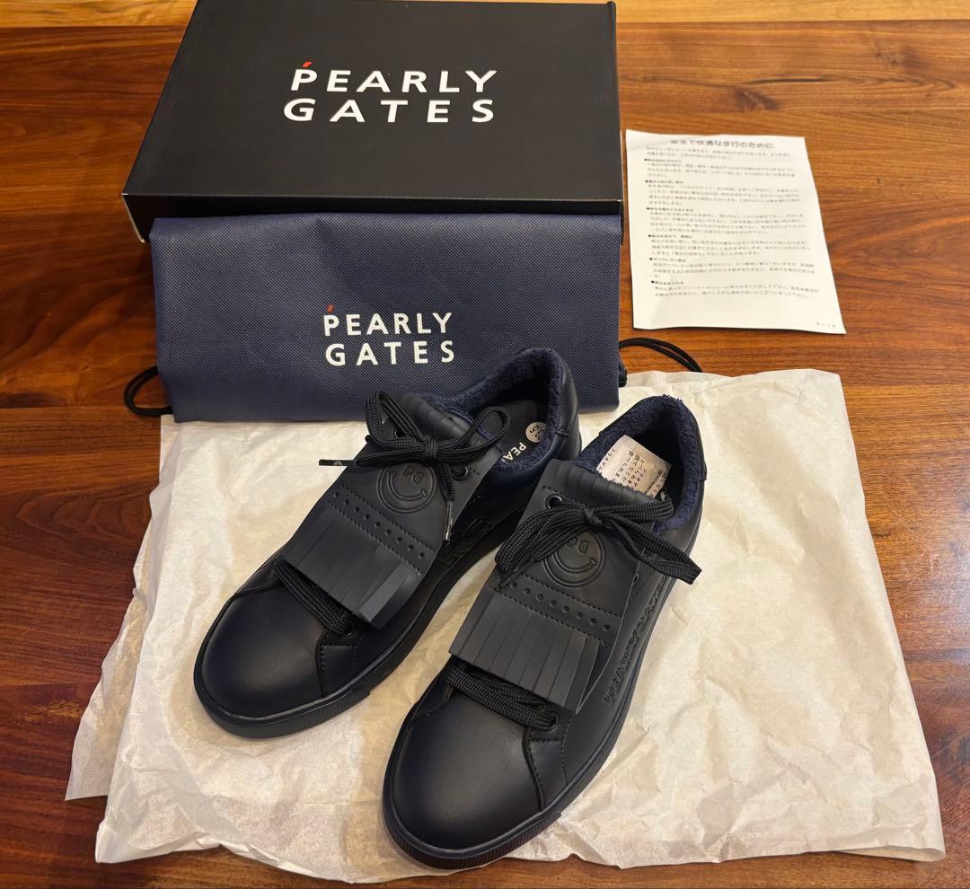 【新品】パーリーゲイツ キルトタンローカット 23.5 紺 ゴルフシューズ