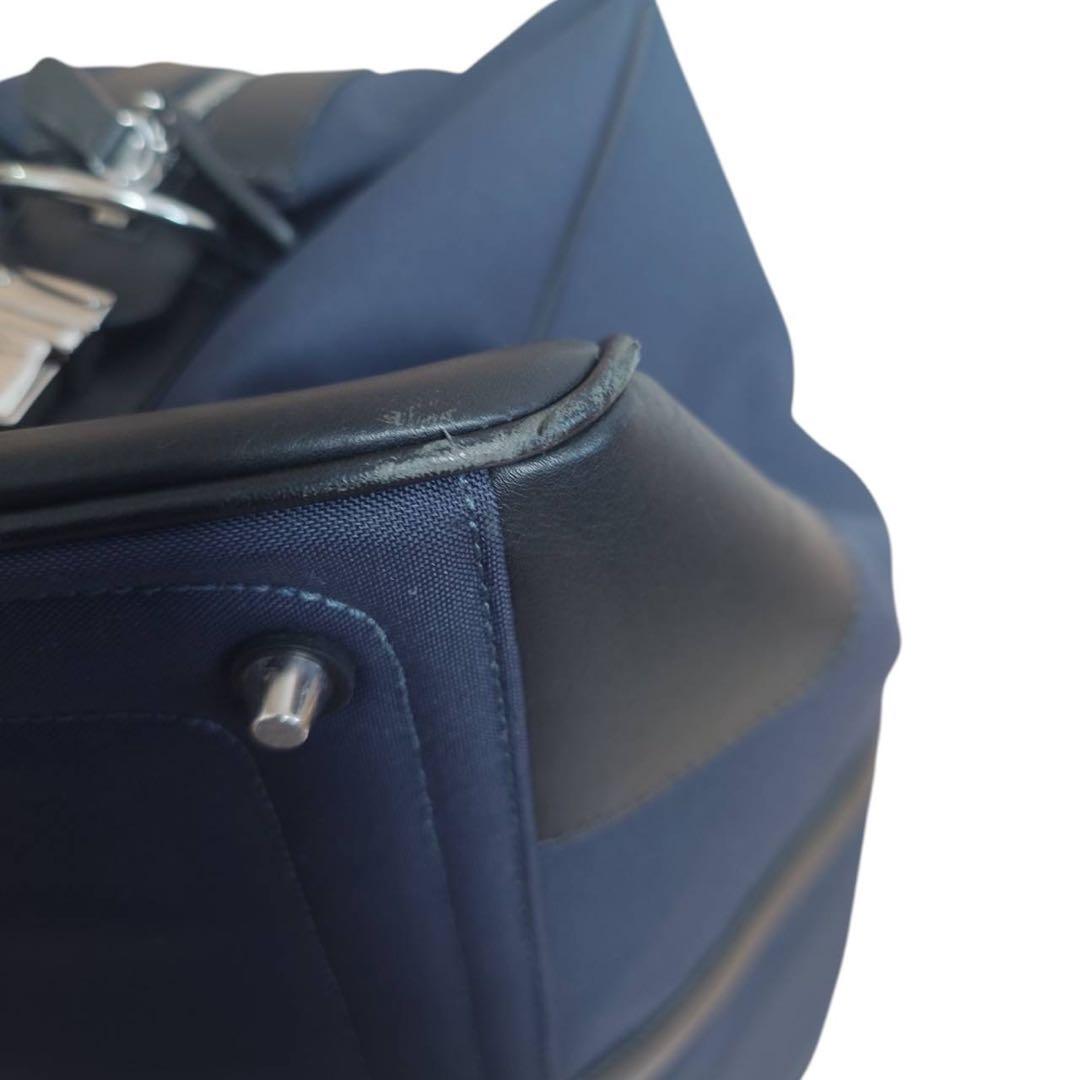 COACH ナイロン×レザー 大容量 ボストンバッグ ネイビー 鍵付き