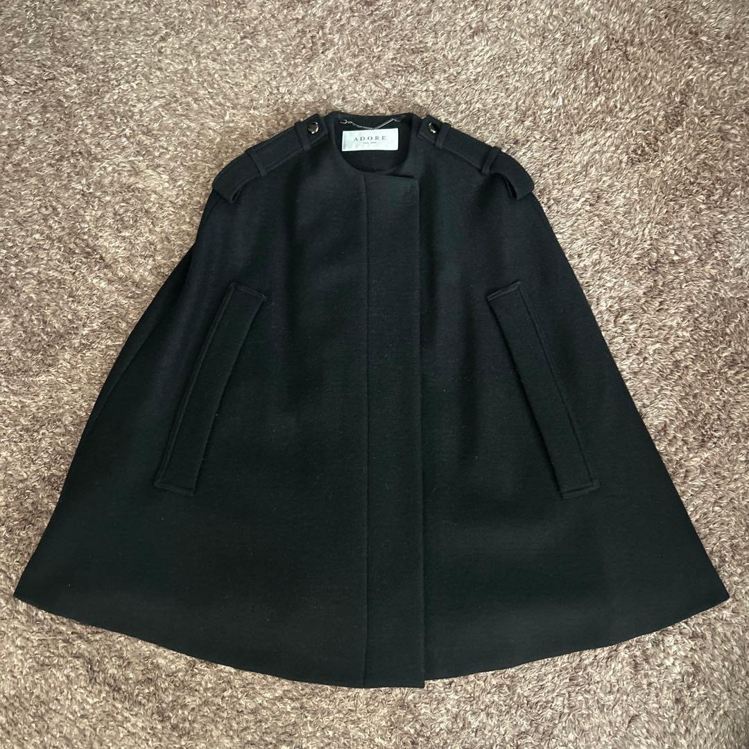 ADORE ブラック ポンチョ ケープコート サイズ38