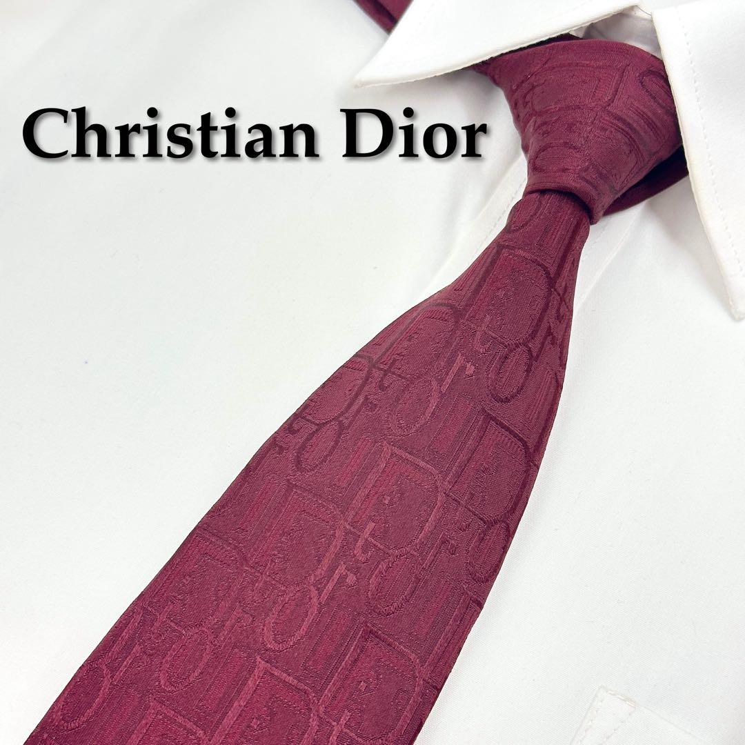 ✨️美品✨️ Christian Dior ネクタイ トロッター 総ロゴ レッド