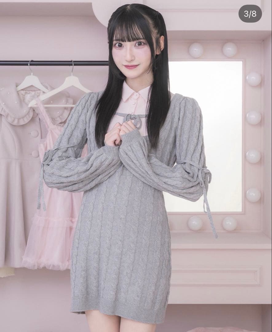 pium レイヤーケーブルニットワンピース